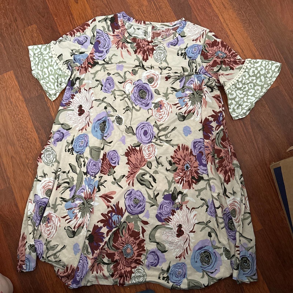 Dress with pockets flowered size XL